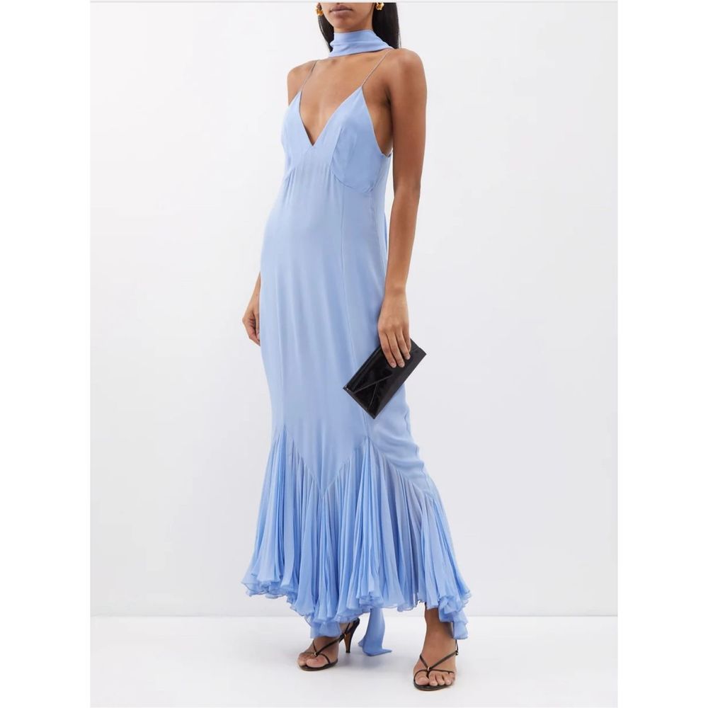 Khaite Candita plunge-front ruffled-hem silk dress - Picture 2 of 13